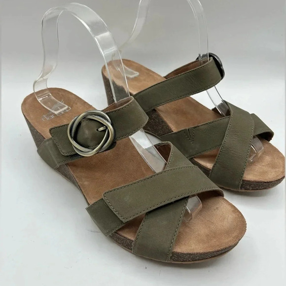DANSKO "Susie" Sage Milled Nubuck Sandals Platform Shoe Open Toe Heel Sz 40 - Picture 3 of 10